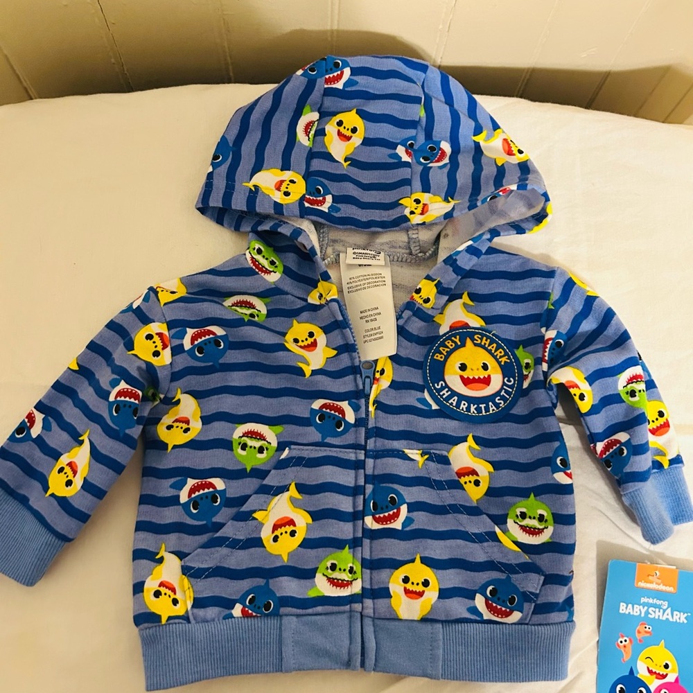 Nickelodeon Baby Shark Kids Zip Up Hoodie /0-3 Months/NWT